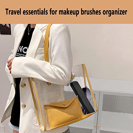 Makeup Brush Holder, Travel Essentials MakeUp Brush Organizer, Silicone Cosmetic Make up Bag Makeup Brush Cover Case for Travel Size Toiletries