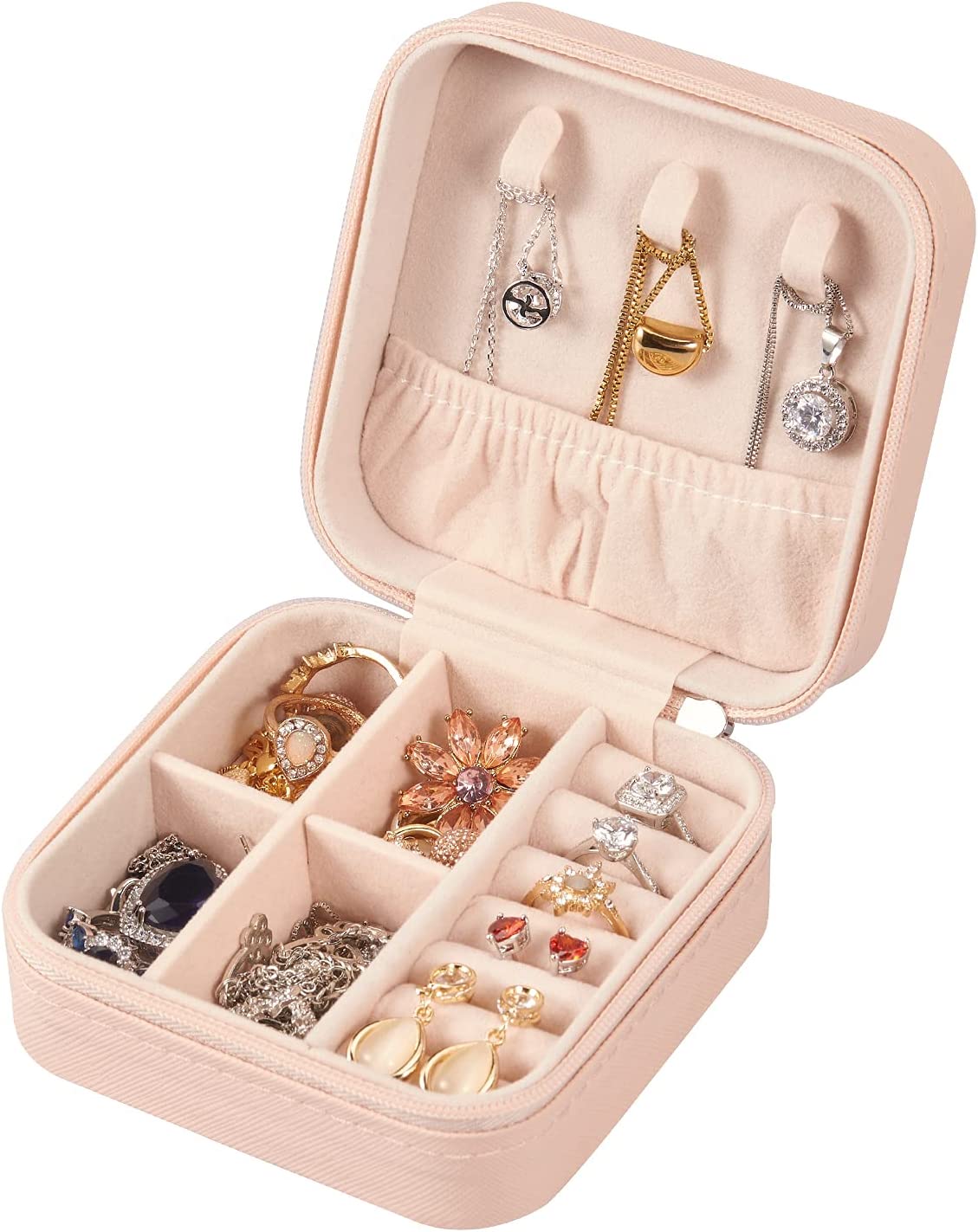 PU Leather Small Jewelry Box, Travel Portable Jewelry Case for Ring, Pendant, Earring, Necklace, Bracelet Organizer